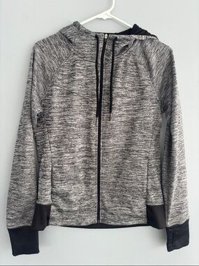 Gray Marled Breathable Zip-Up Jacket